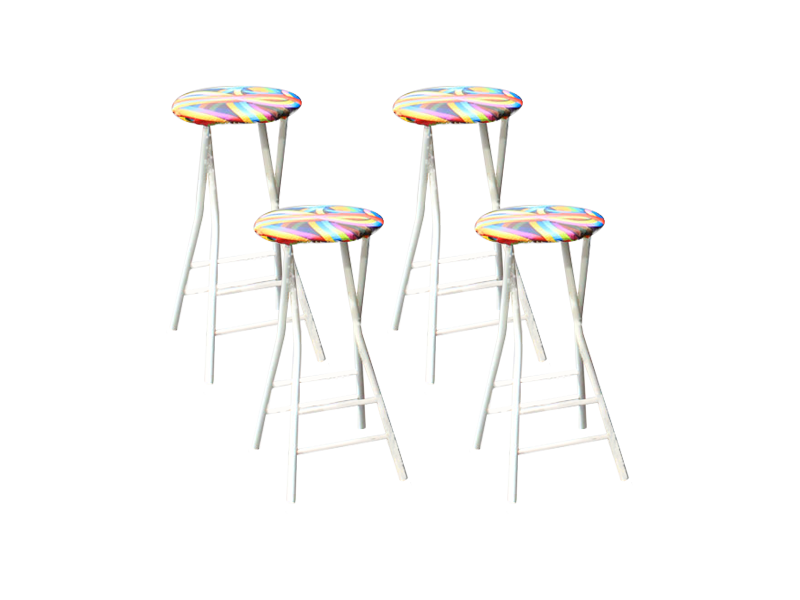 4 Bar Stools w/ 4 Fully Printed Covers